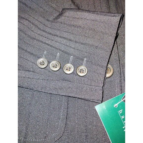 5/$25 NWT Sz 10 Vintage Women’s Black On Black Striped Blazer Stretch - Picture 4 of 9